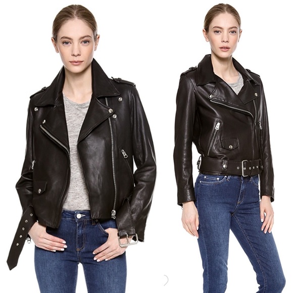 acne studios black leather jacket